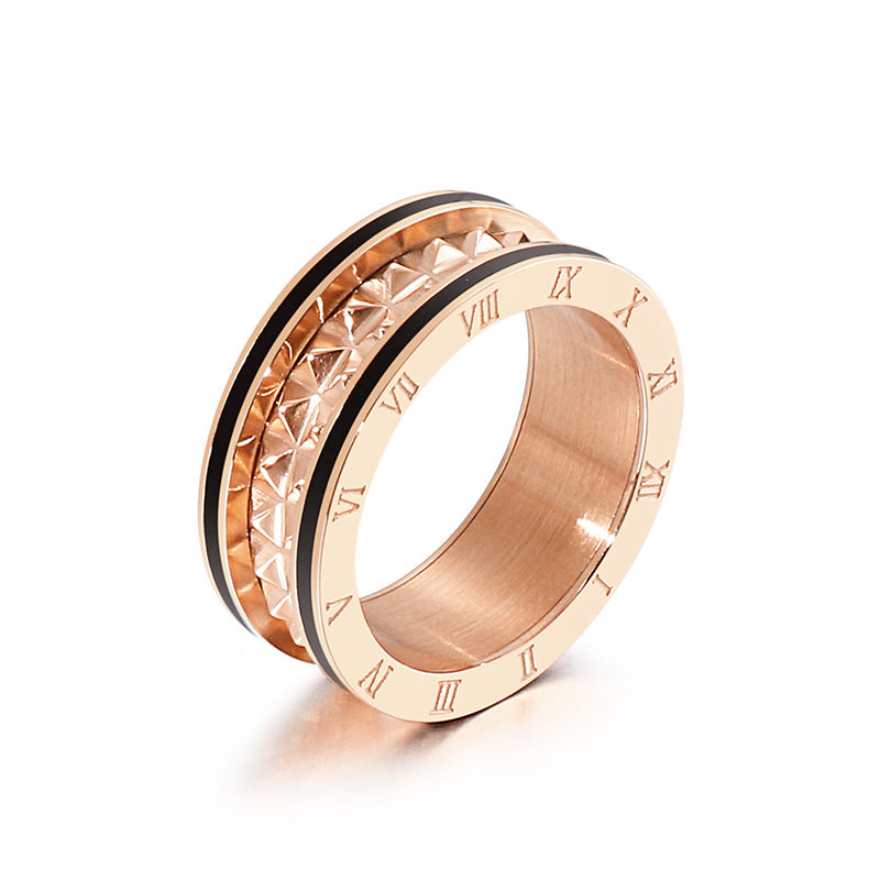 Wholesale Titanium Steel Gilded New Roman Numerals Ring